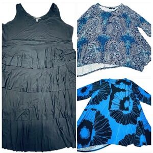 Lot 3 Woman Plus Size 2X - 3X Boho Two Tops‎ And 1 Dress
